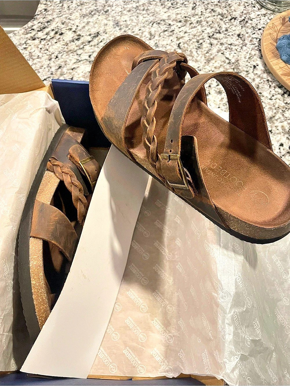 White Mountain Footbeds Hailey Braided Sandal Brown US 10 M